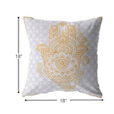18â Gold Gray Hamsa Indoor Outdoor Zippered Throw Pillow