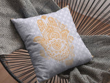 26â Gold Gray Hamsa Indoor Outdoor Zippered Throw Pillow