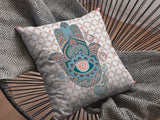 20â Blue Gray Hamsa Indoor Outdoor Zippered Throw Pillow