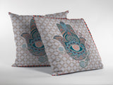 20â Blue Gray Hamsa Indoor Outdoor Zippered Throw Pillow