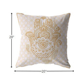 20â Gold White Hamsa Indoor Outdoor Zippered Throw Pillow