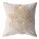 26â Gold White Hamsa Indoor Outdoor Zippered Throw Pillow