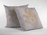 26â Gold White Hamsa Indoor Outdoor Zippered Throw Pillow