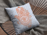 20â Blue Orange Hamsa Indoor Outdoor Zippered Throw Pillow