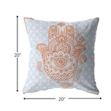 20â Blue Orange Hamsa Indoor Outdoor Zippered Throw Pillow