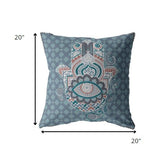 20â Slate Blue Hamsa Indoor Outdoor Zippered Throw Pillow