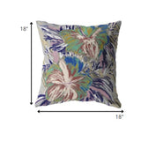 18? Lilac Green Hibiscus Indoor Outdoor Zippered Throw Pillow