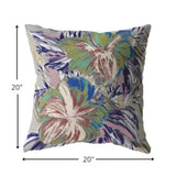 20? Lilac Green Hibiscus Indoor Outdoor Zippered Throw Pillow