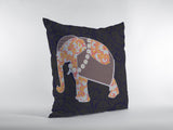 16â Orange Elephant Indoor Outdoor Zippered Throw Pillow