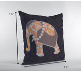 16â Orange Elephant Indoor Outdoor Zippered Throw Pillow