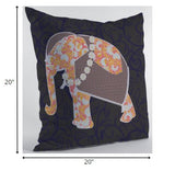 20â Orange Elephant Indoor Outdoor Zippered Throw Pillow