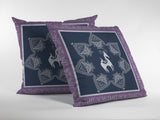 26â Navy Purple Horse Indoor Outdoor Zippered Throw Pillow