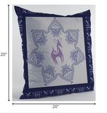 20â Gray Purple Horse Indoor Outdoor Zippered Throw Pillow