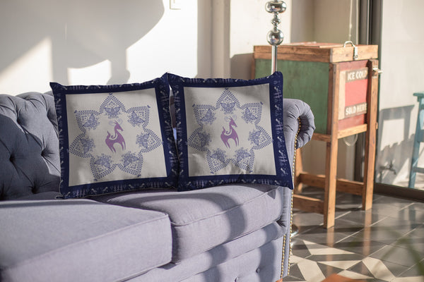 26â Gray Purple Horse Indoor Outdoor Zippered Throw Pillow