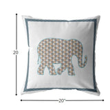 20â Gold White Elephant Indoor Outdoor Zippered Throw Pillow