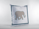 26â Gold White Elephant Indoor Outdoor Zippered Throw Pillow