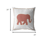 20â Orange White Elephant Indoor Outdoor Zippered Throw Pillow