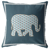 20â Spruce Blue Elephant Indoor Outdoor Zippered Throw Pillow
