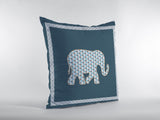 20â Spruce Blue Elephant Indoor Outdoor Zippered Throw Pillow