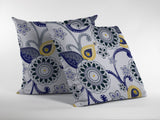 20â Navy White Floral Indoor Outdoor Zippered Throw Pillow