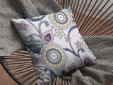 18â White Yellow Floral Indoor Outdoor Zippered Throw Pillow