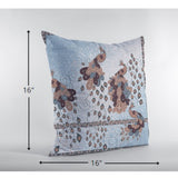 16? Blue Brown Boho Bird Indoor Outdoor Zippered Throw Pillow