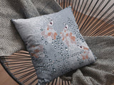 18? Gray Orange Boho Bird Indoor Outdoor Zippered Throw Pillow