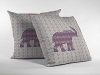 16" Magenta Elephant Indoor Outdoor Zip Throw Pillow