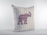 18" Magenta Elephant Indoor Outdoor Zip Throw Pillow