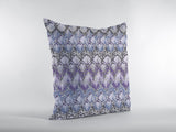 16â Purple Gray Hatch Indoor Outdoor Zippered Throw Pillow
