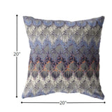 20â Blue Gray Hatch Indoor Outdoor Zippered Throw Pillow