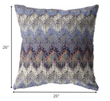26â Blue Gray Hatch Indoor Outdoor Zippered Throw Pillow