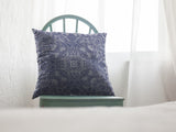 16? Indigo White Boho Ornate Indoor Outdoor Zippered Throw Pillow