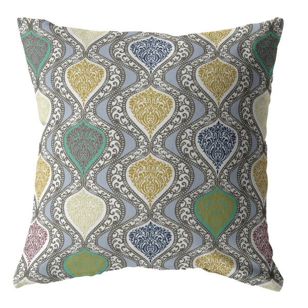 20â Gray Gold Ogee Indoor Outdoor Zippered Throw Pillow