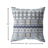 16â Navy White Strips Indoor Outdoor Zippered Throw Pillow