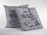 16â Gray White Wildflower Indoor Outdoor Zippered Throw Pillow