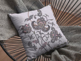 26â Gray White Wildflower Indoor Outdoor Zippered Throw Pillow