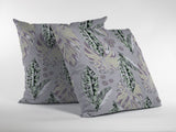 18? Blue Purple Tropical Leaf Indoor Outdoor Zippered Throw Pillow