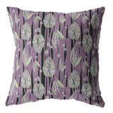 16? Lavender Black Fall Leaves Indoor Outdoor Zippered Throw Pillow