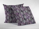 16? Lavender Black Fall Leaves Indoor Outdoor Zippered Throw Pillow