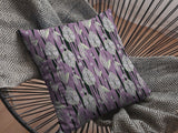 16? Lavender Black Fall Leaves Indoor Outdoor Zippered Throw Pillow