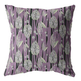 18? Lavender Black Fall Leaves Indoor Outdoor Zippered Throw Pillow