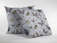 18" White Butterflies Decorative Suede Throw Pillow