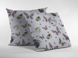 18" White Butterflies Decorative Suede Throw Pillow