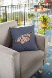 16" Denim Blue Butterfly Suede Throw Pillow