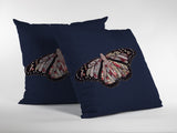 18" Denim Blue Butterfly Suede Throw Pillow