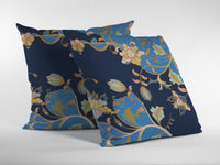 16" Navy Blue Garden Decorative Suede Throw Pillow