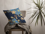 16" Navy Blue Garden Decorative Suede Throw Pillow