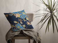 20" Navy Blue Garden Decorative Suede Throw Pillow