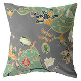 20" Green Gray Garden Decorative Suede Throw Pillow